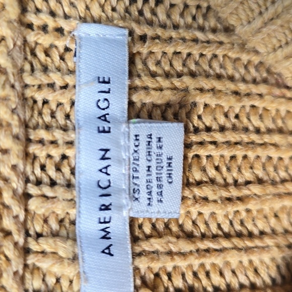 AMERICAN EAGLE Mustard yellow Cable Knit Crew Neck Long Sleeve Sweater XS - Picture 5 of 7
